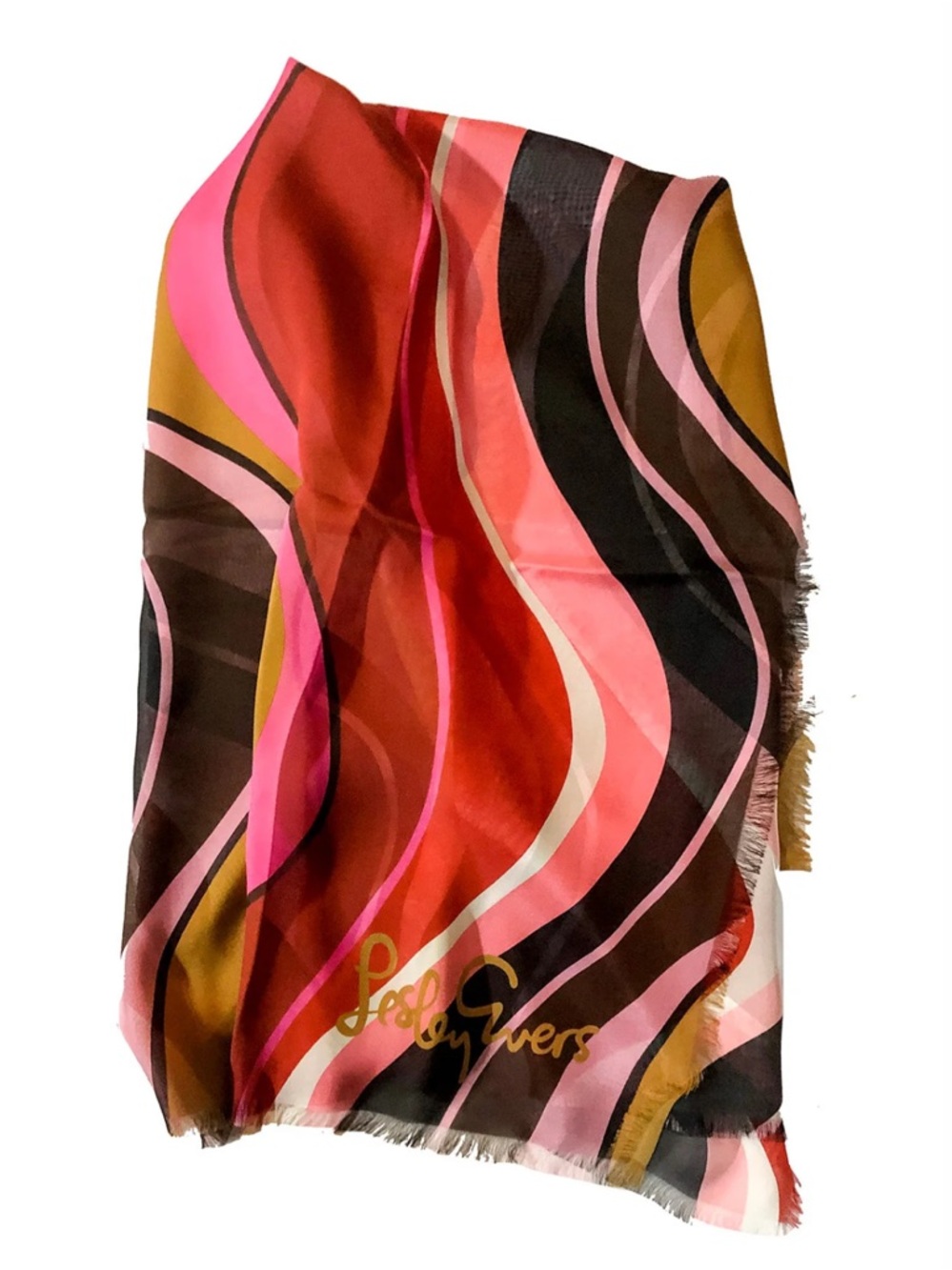 Lesley Evers ESME silk scarf Burgundy Wave